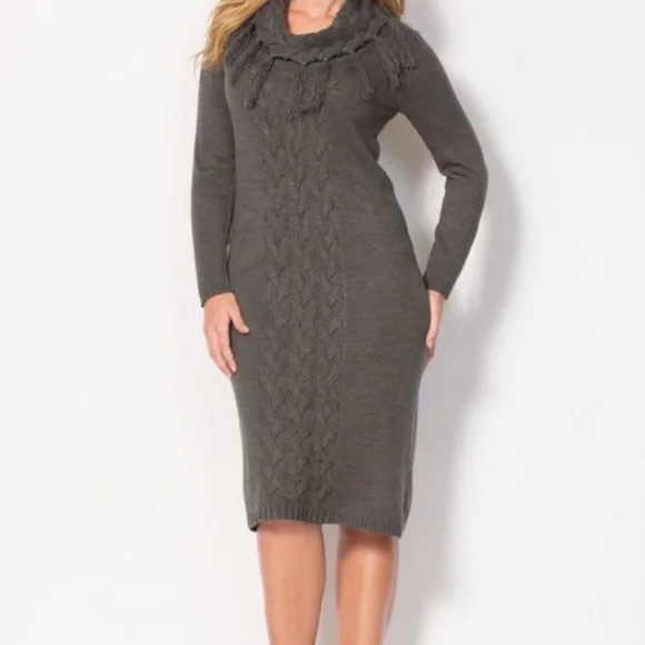 1X Sweater Dress. Cowl Neck. - Picture 1 of 6